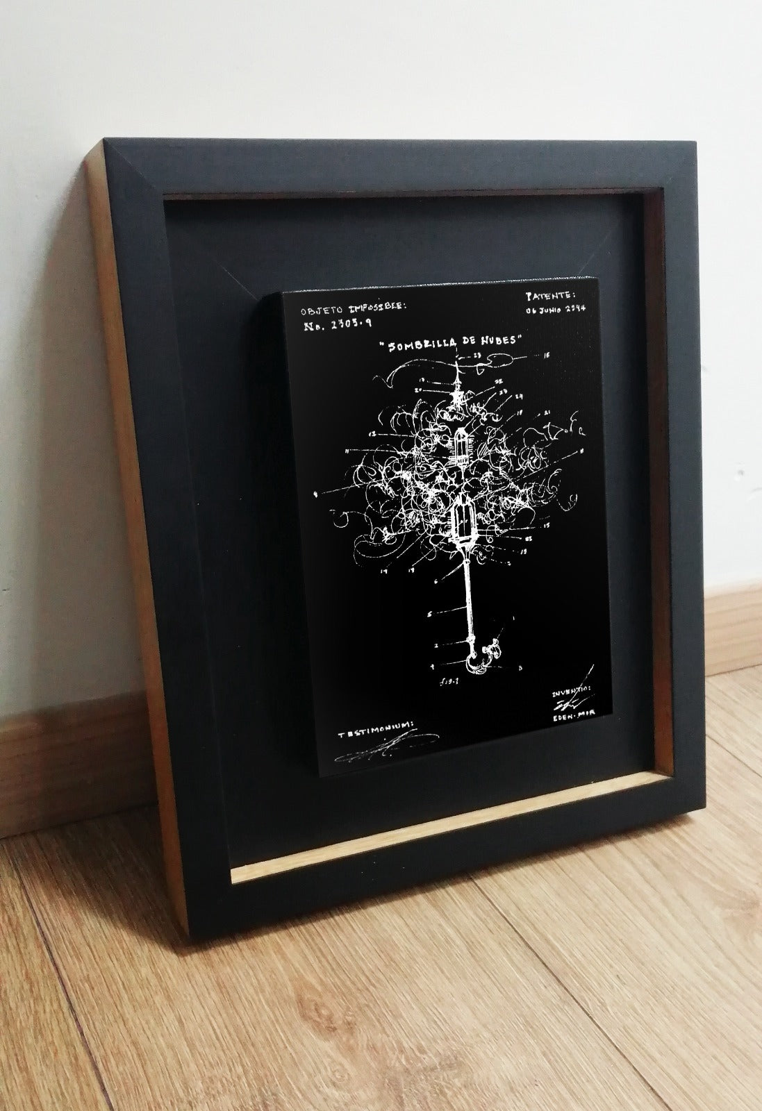 LOTE 050 / Eden Mir - Sombrilla de nubes / Acrílico sobre tela - 20 x 15 cm