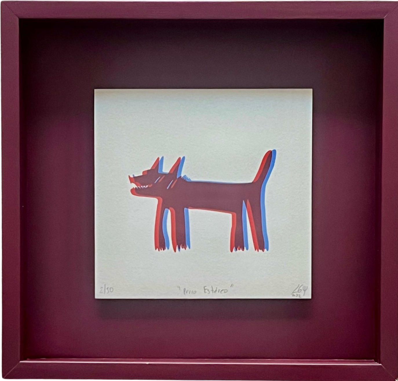 Luis Guillermo Gonzalez - Perro estereo / Serigrafia - 13.5 x 13 cm