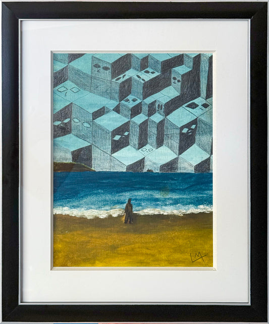 Lote 19 - LM - Cubos en el horizonte	Óleo sobre tela	30 x 22 cm