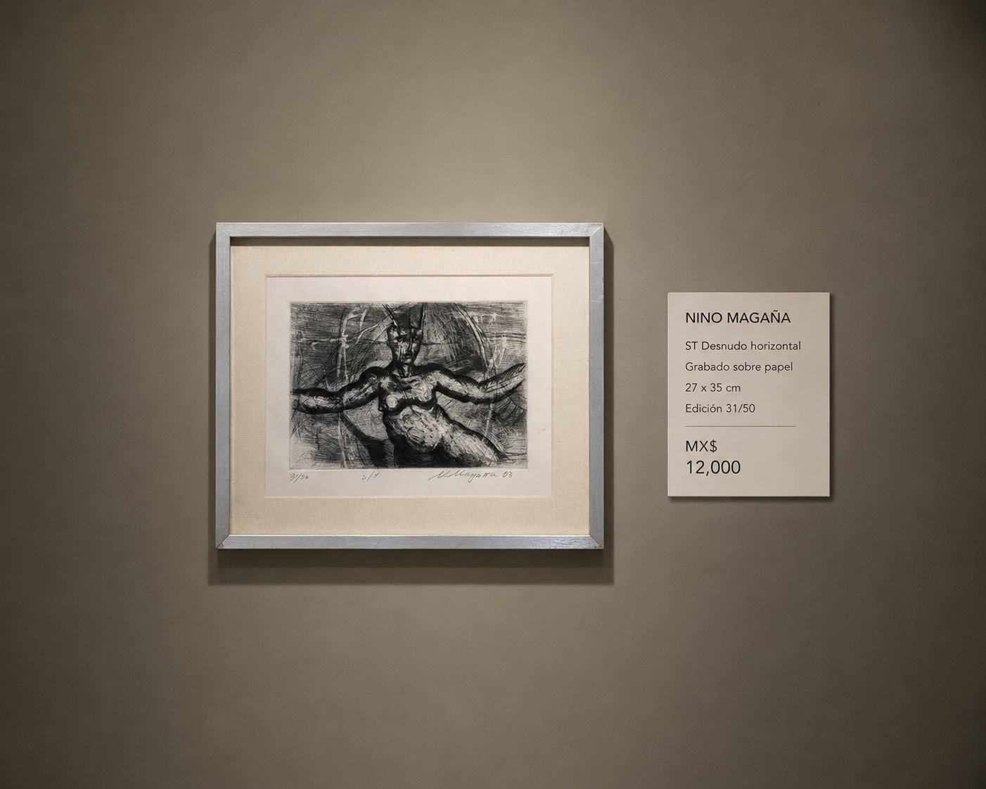 Nino Magaña – ST Desnudo horizontal / Grabado sobre papel – 35 x 27 cm – 31/50