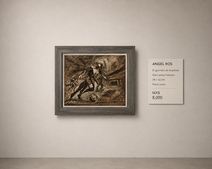 Angel Ros – El guerrero de la pelota / Óleo sobre Estireno – 42 x 34 cm – 1/1
